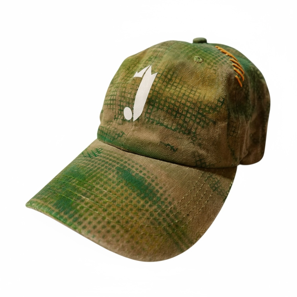 1 0f 1 J Logo King of R&B Baseball Cap ( Green, Beige, Orange Stitch