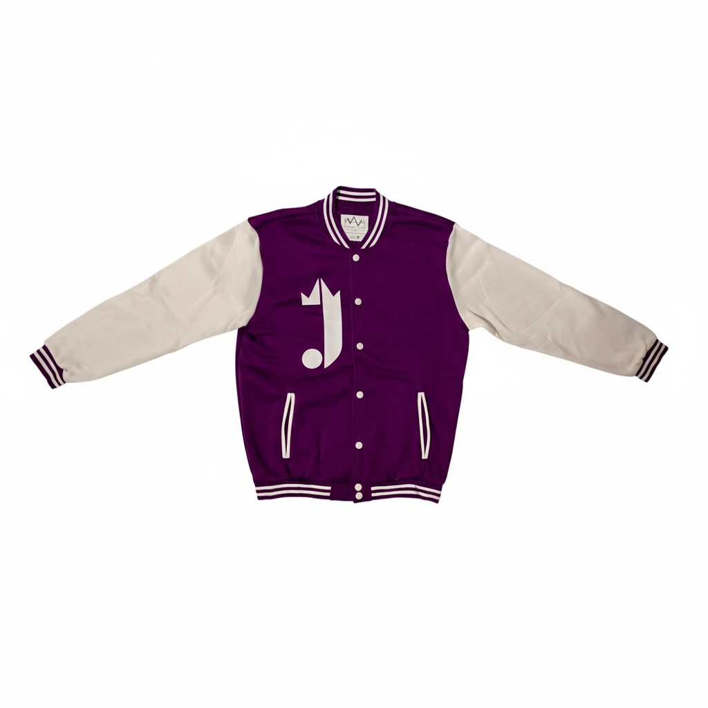 J King of R&B Varsity Sweater Jacket  (Purple, White)