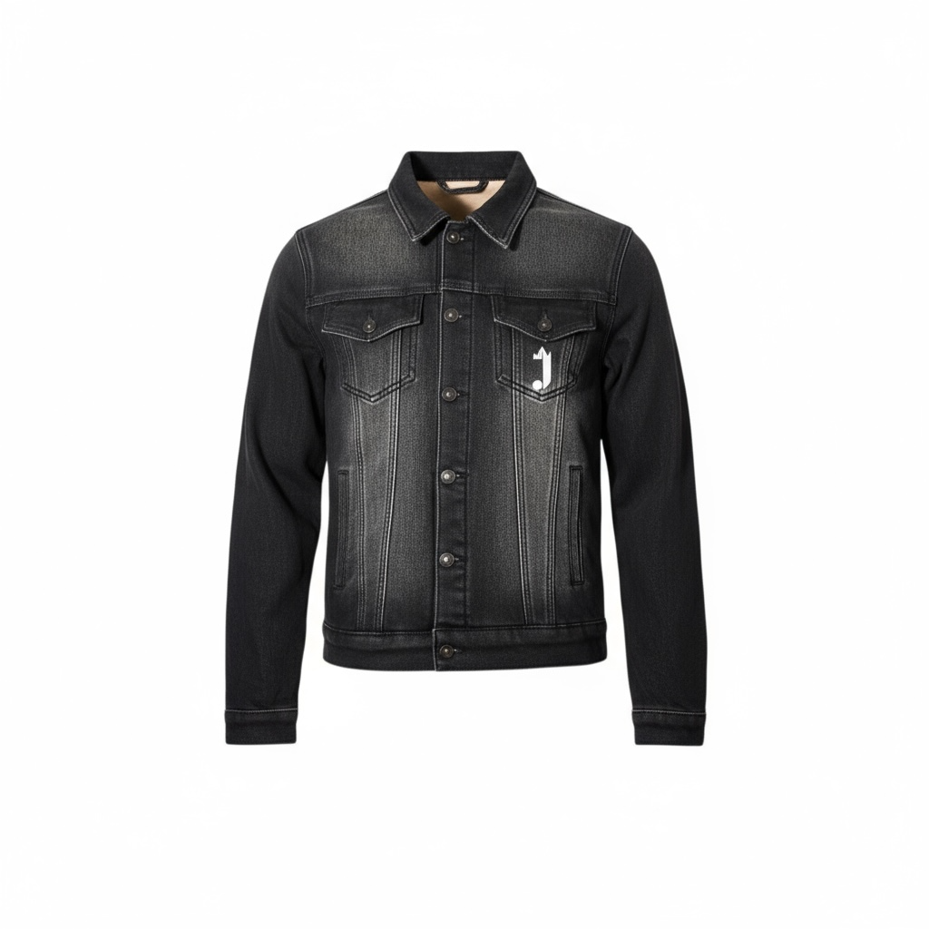 J King of R&B Jean Jacket with Fleece Lining  (Dark Blue, Beige Lining)