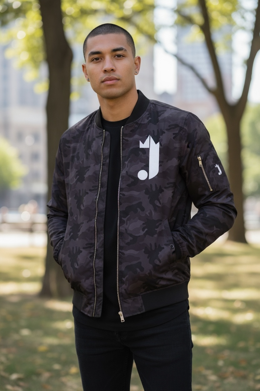 J King of R&B Bomber Jacket  (Dark Camouflage)