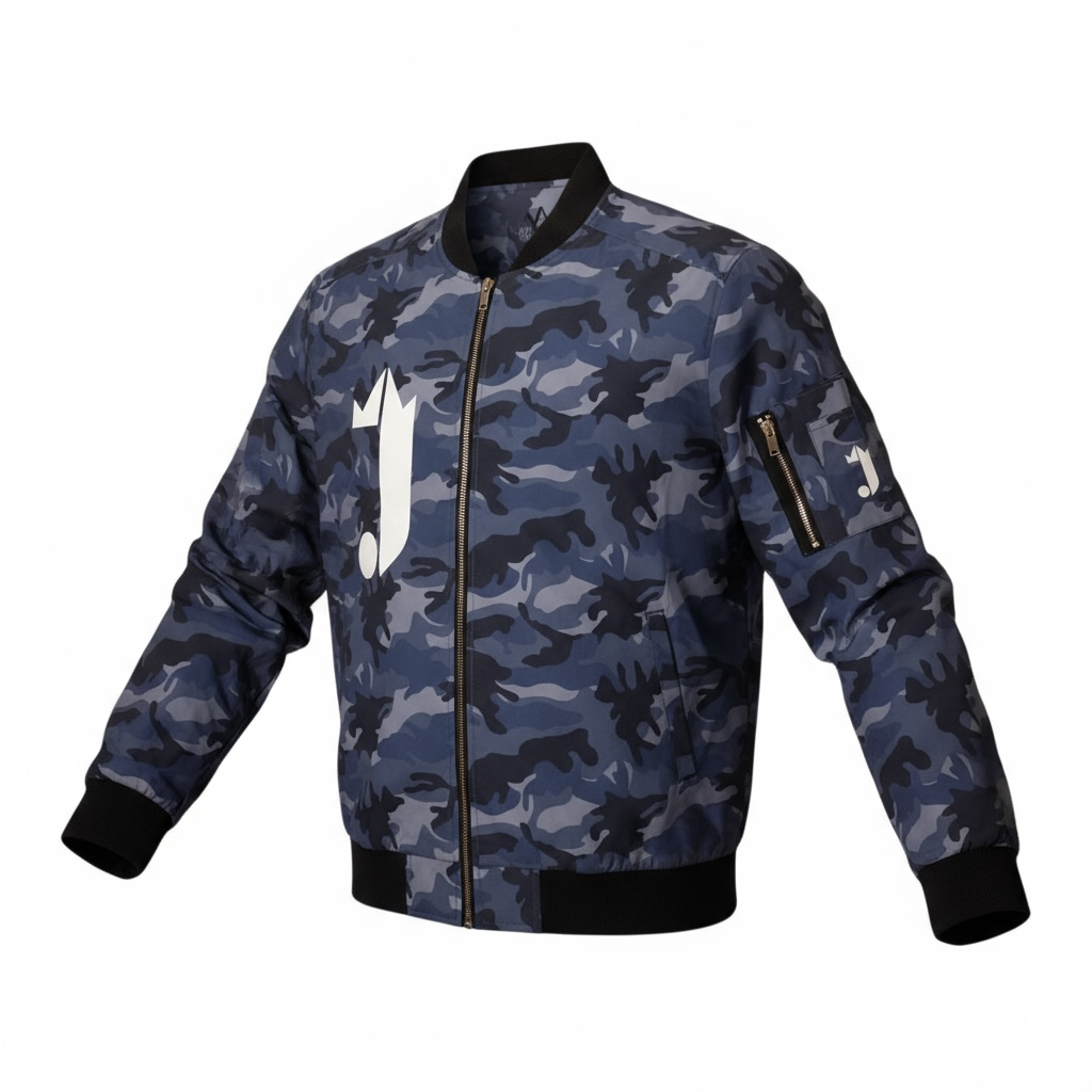 J King of R&B Bomber Jacket  (Blue Camouflage)