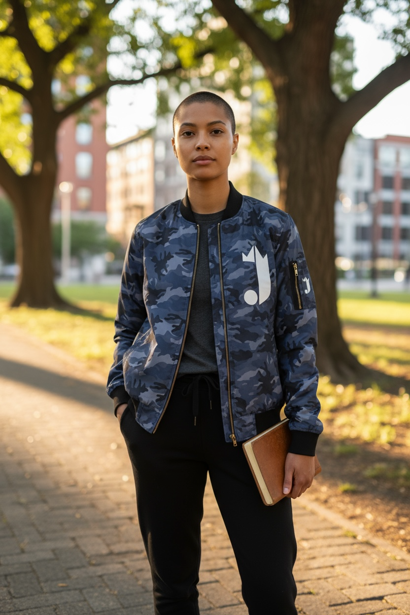 J King of R&B Bomber Jacket  (Blue Camouflage)