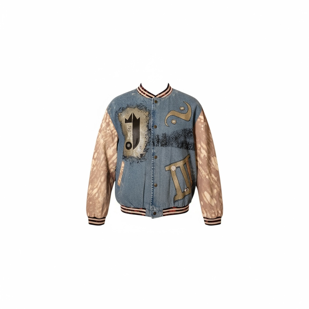 1 0f 1 J King of R&B Varsity Jean Jacket (Blue, Beige, Black)