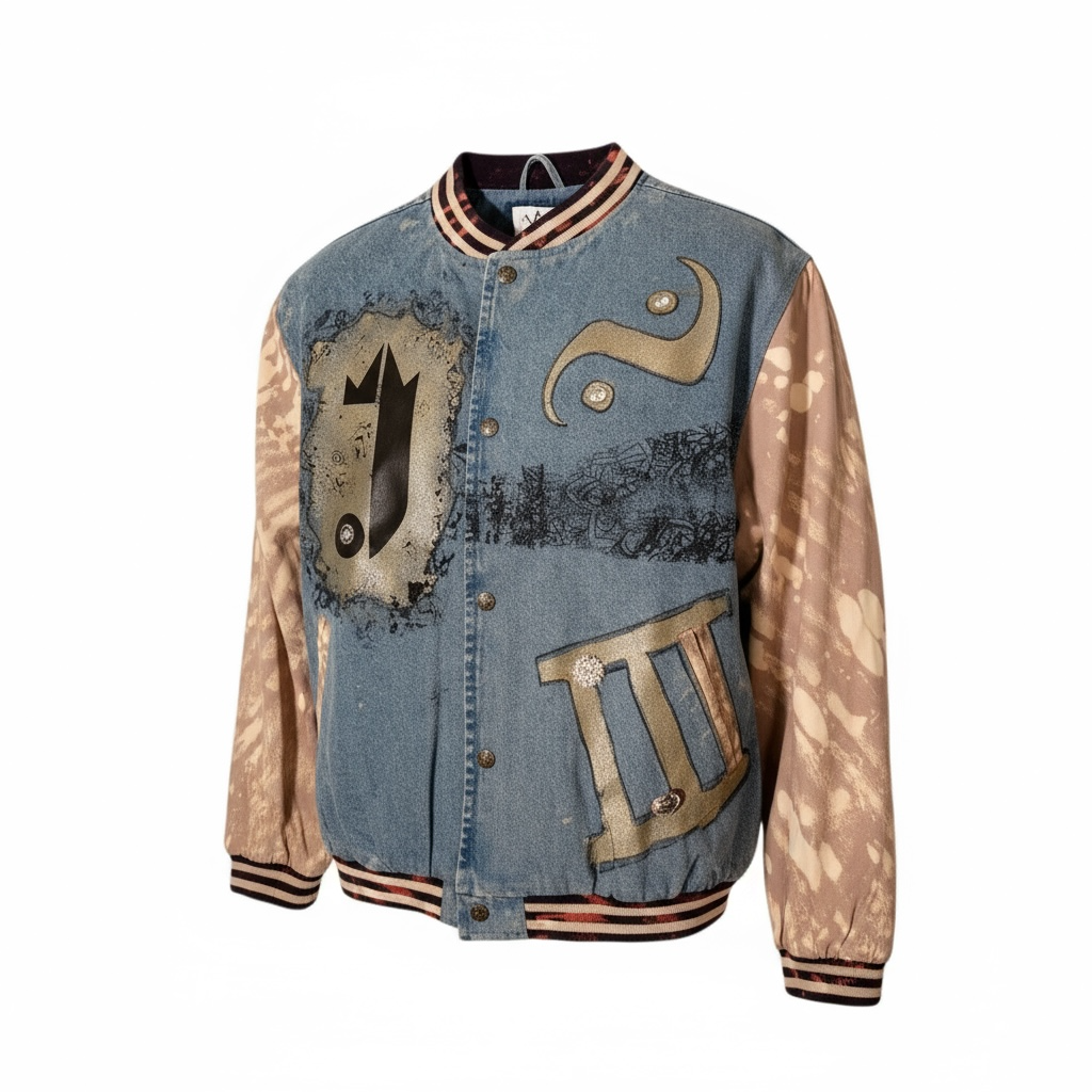 1 0f 1 J King of R&B Varsity Jean Jacket (Blue, Beige, Black)