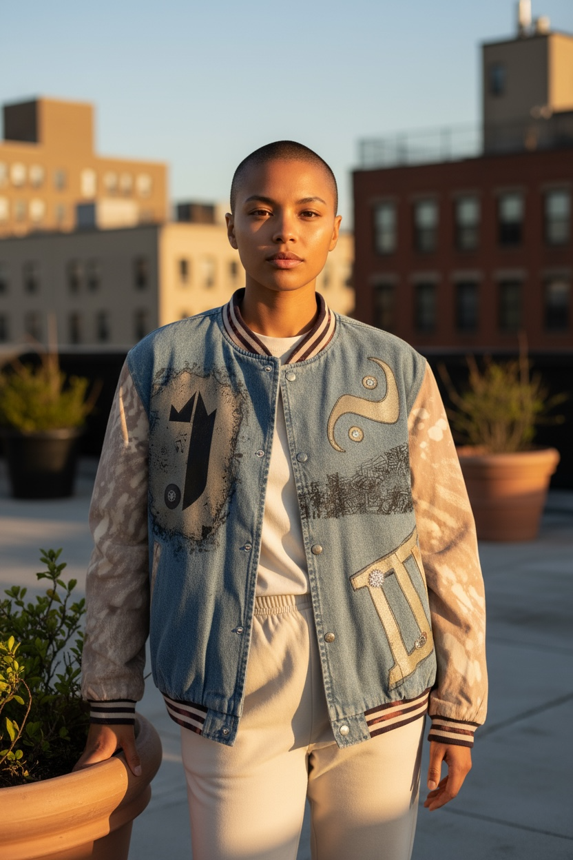 1 0f 1 J King of R&B Varsity Jean Jacket (Blue, Beige, Black)