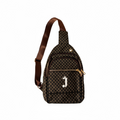 J King of R&B Crossbody Sling PU Leather Bag (Dark Brown & Gold)