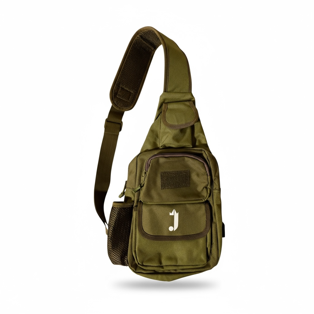 J King of R&B Crossbody Sling Nylon Bag (Army Green)