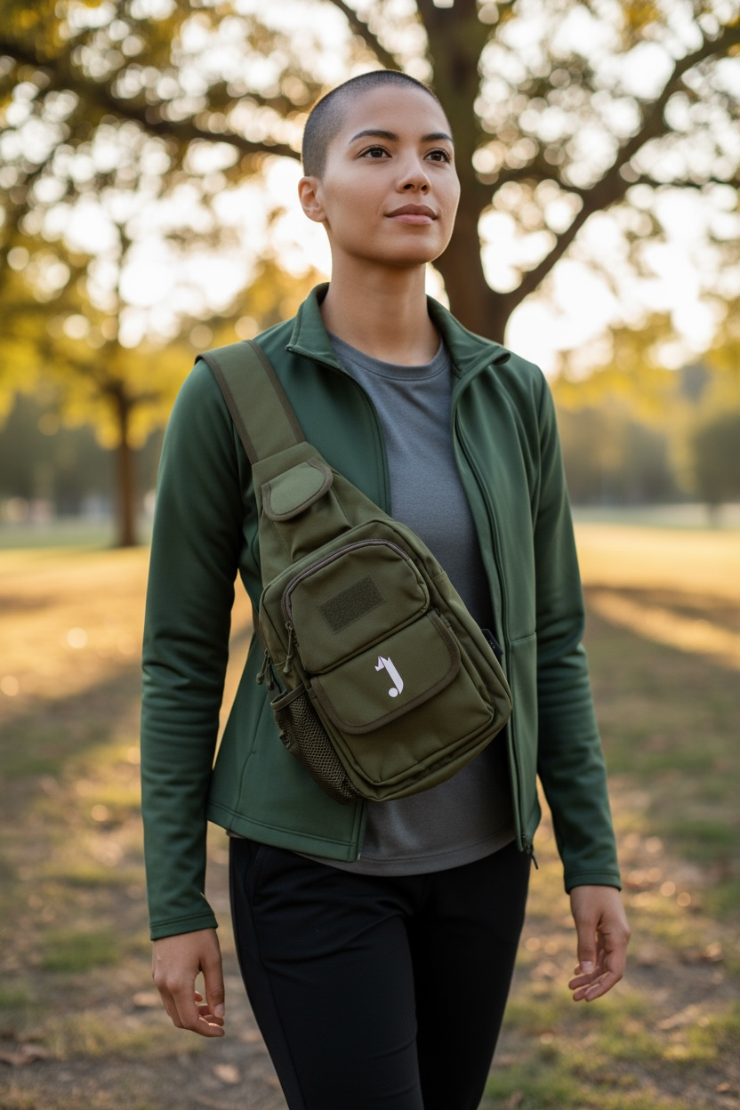 J King of R&B Crossbody Sling Nylon Bag (Army Green)