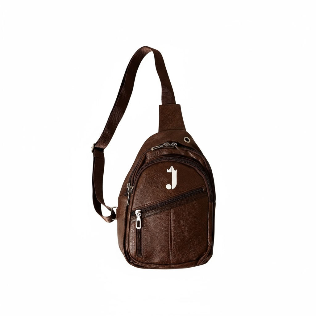 J King of R&B Crossbody Sling PU Leather Bag (Dark Brown)