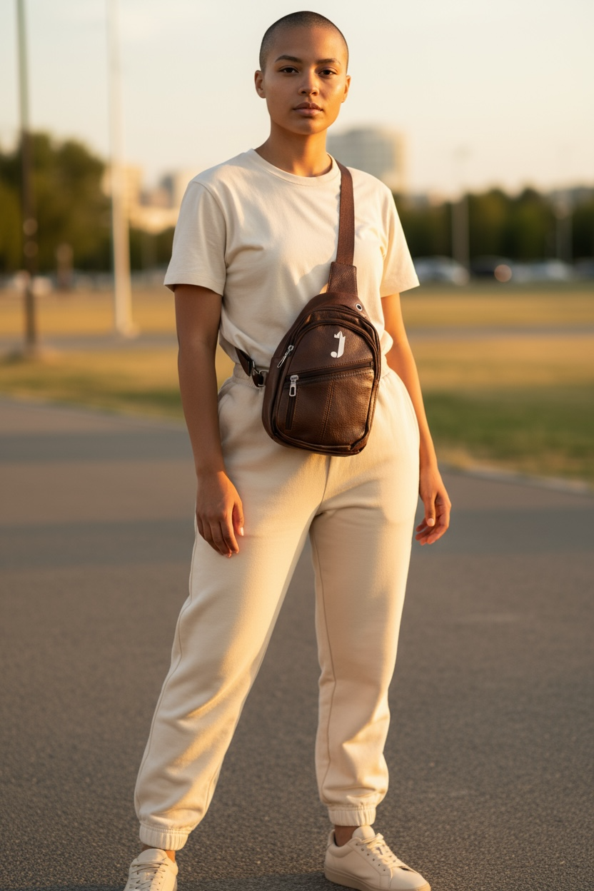 J King of R&B Crossbody Sling PU Leather Bag (Dark Brown)