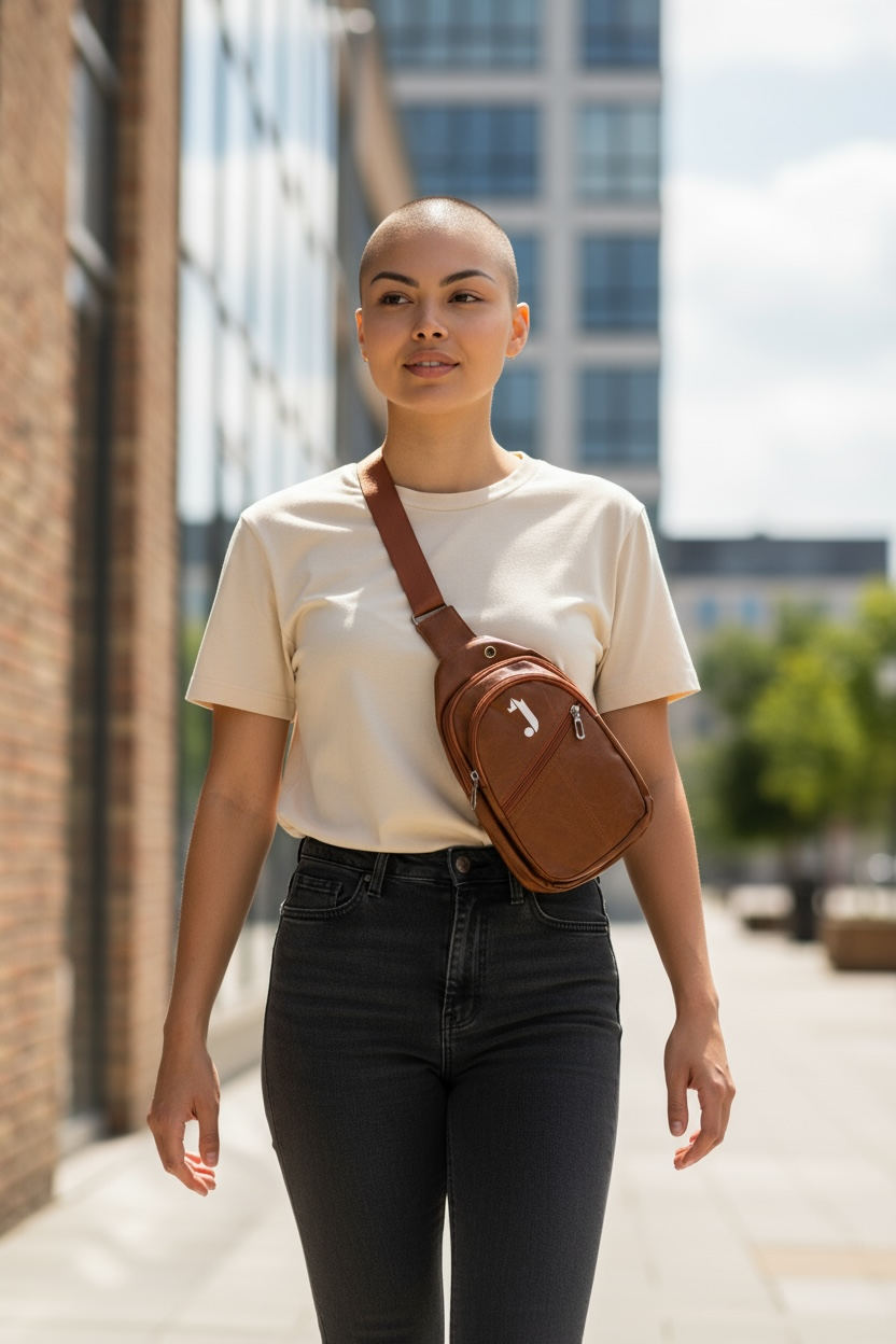 J King of R&B Crossbody Sling PU Leather Bag (Caramel Brown)
