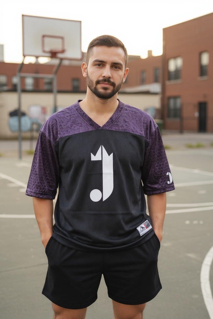 1 0f 1 J King of R&B Stadium Jersey (Black, Purple, White)