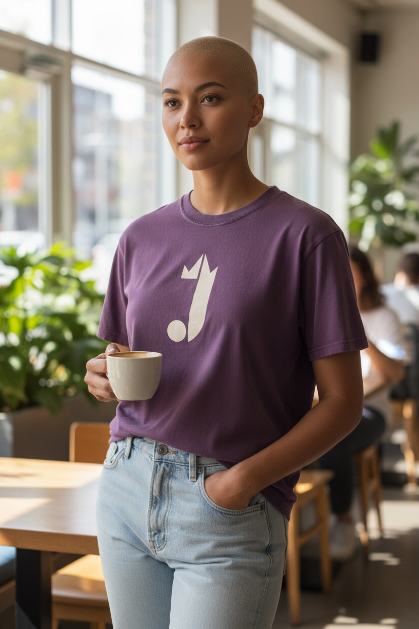 J Logo T-Shirt (Washed Out Purple) White J Logo