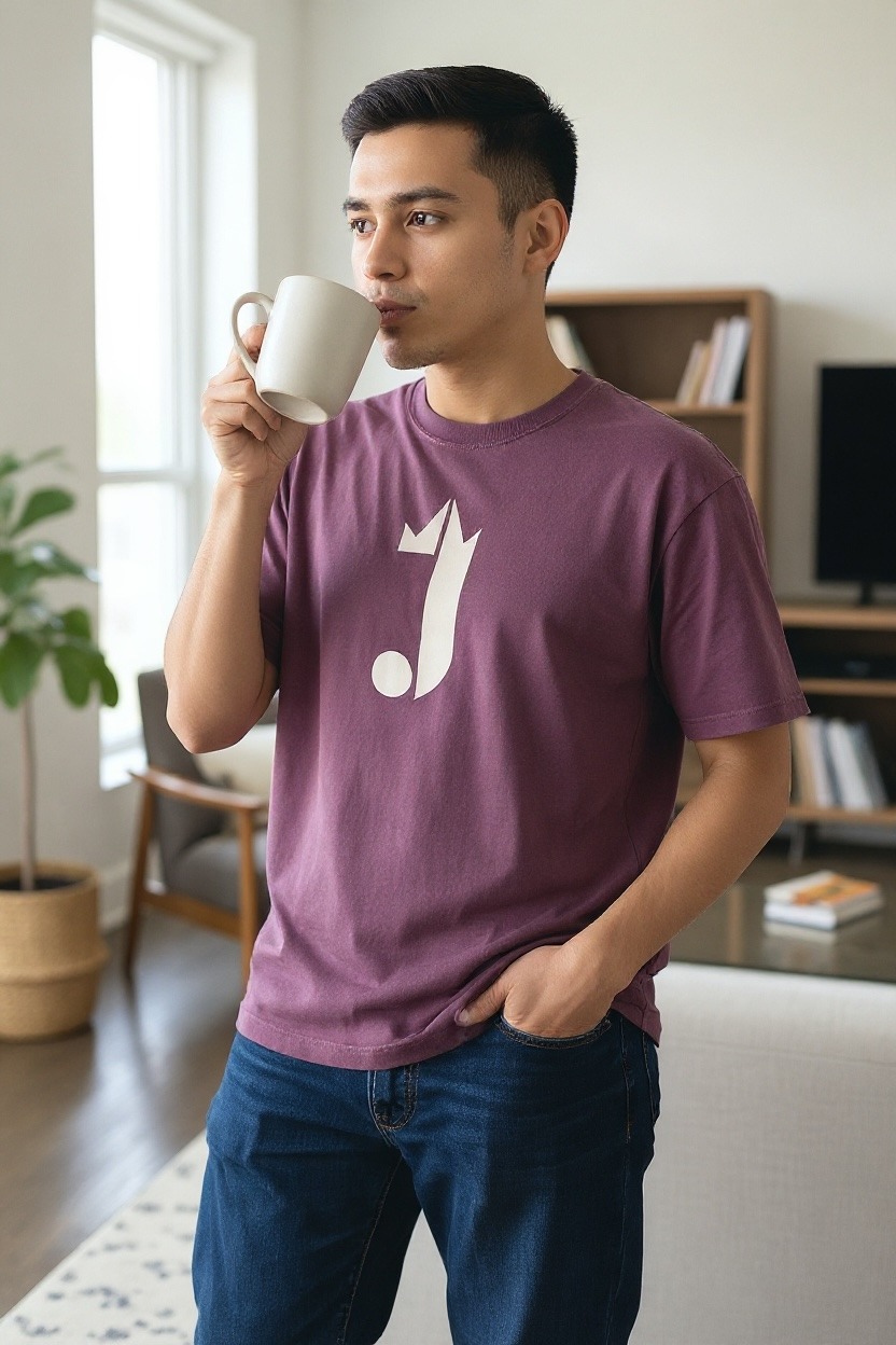 J Logo T-Shirt (Washed Out Purple) White J Logo