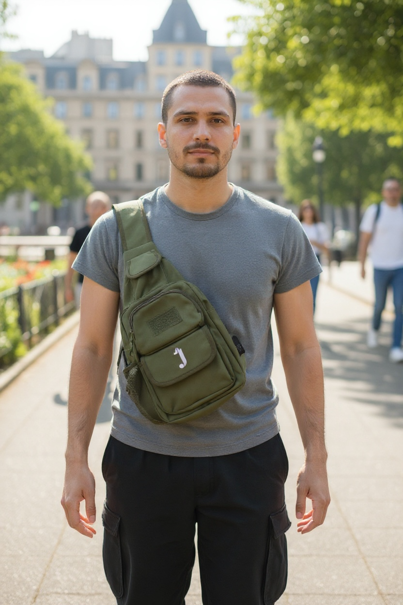J King of R&B Crossbody Sling Nylon Bag (Army Green)