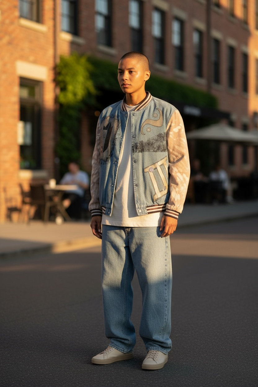 1 0f 1 J King of R&B Varsity Jean Jacket (Blue, Beige, Black)