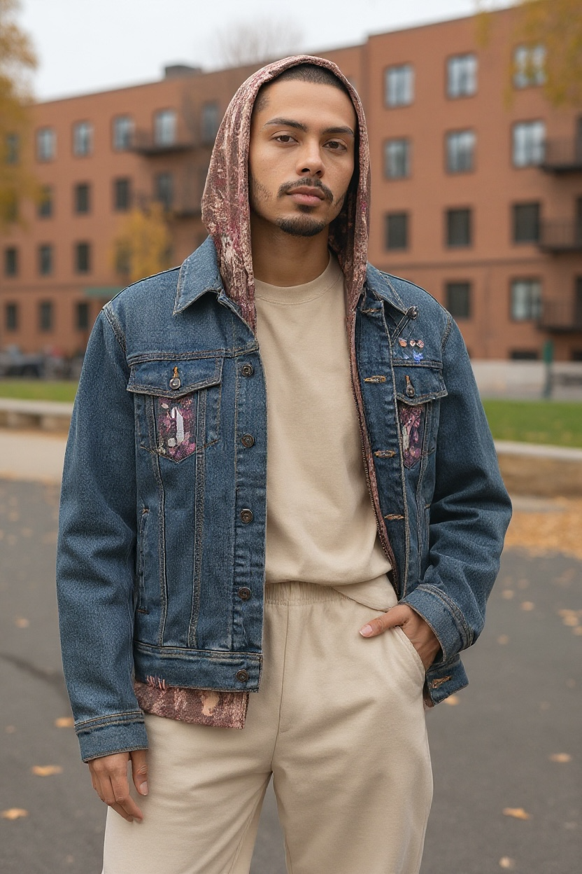 1 0f 1 J King of R&B Jean Jacket Hoodie (Black, Yellow, Peach, Grey)