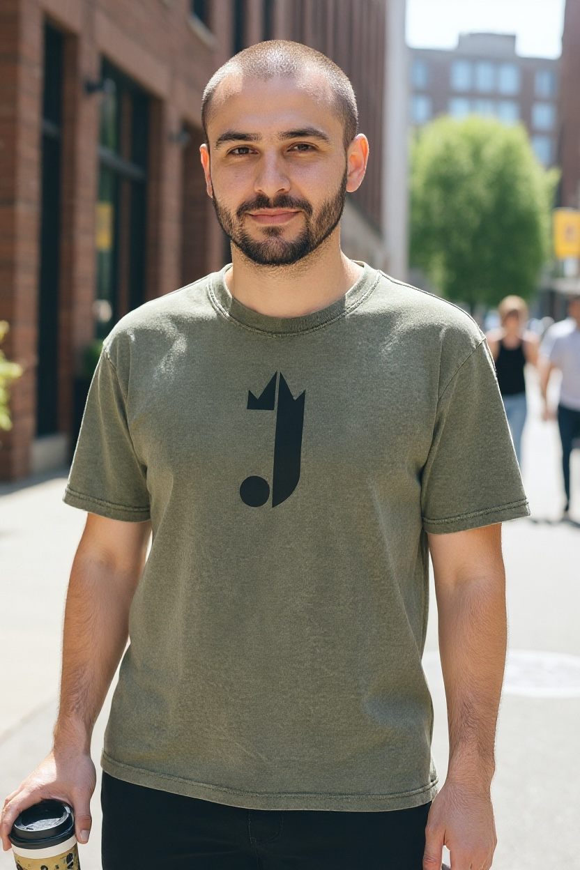 J Logo T-Shirt (Washed Out Grey Black Logo)