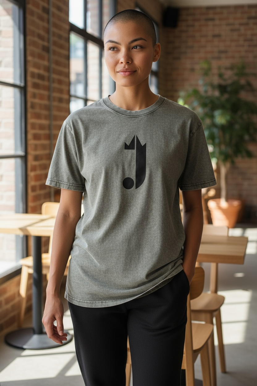 J Logo T-Shirt (Washed Out Grey Black Logo)