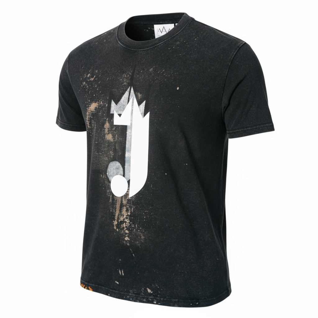 1 0f 1 J Logo King of R&B T-Shirt (Black, Silver, White, Beige)