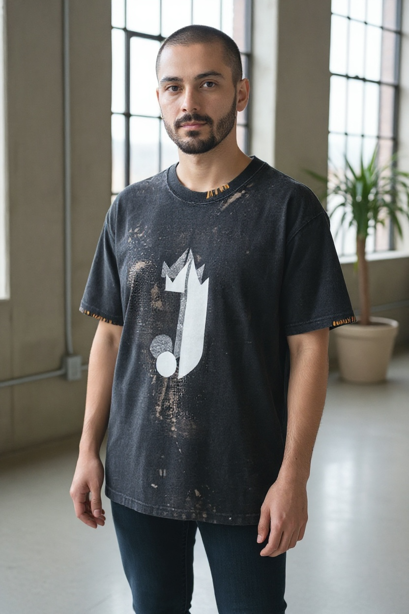 1 0f 1 J Logo King of R&B T-Shirt (Black, Silver, White, Beige)