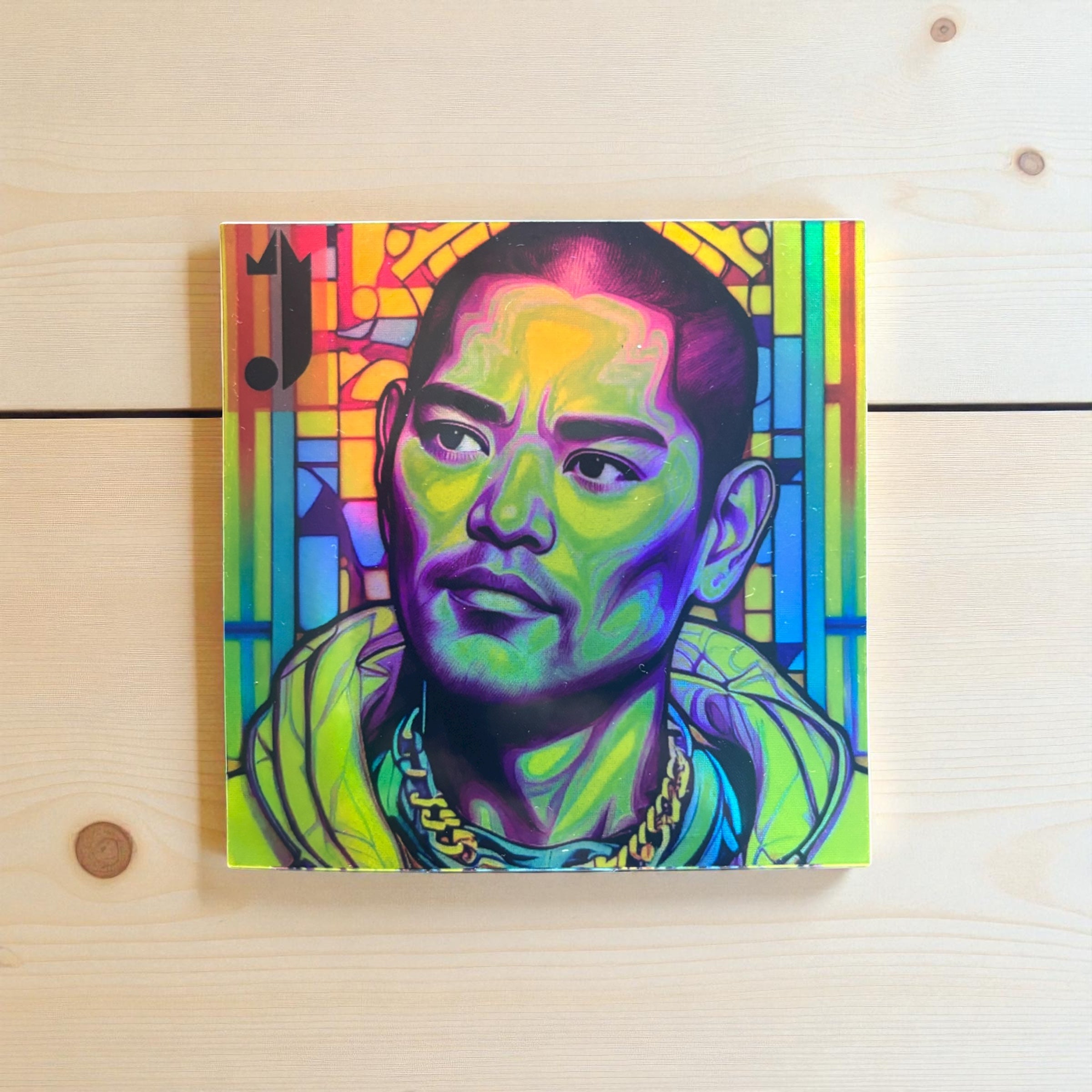 Jay R Futuristic Face Sticker – Metallic Multicolor Edition