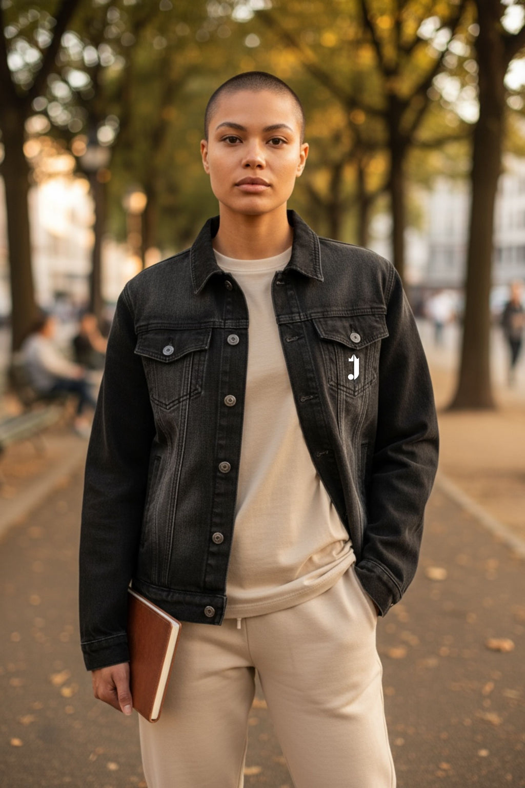 J King of R&B Jean Jacket with Fleece Lining  (Dark Blue, Beige Lining)