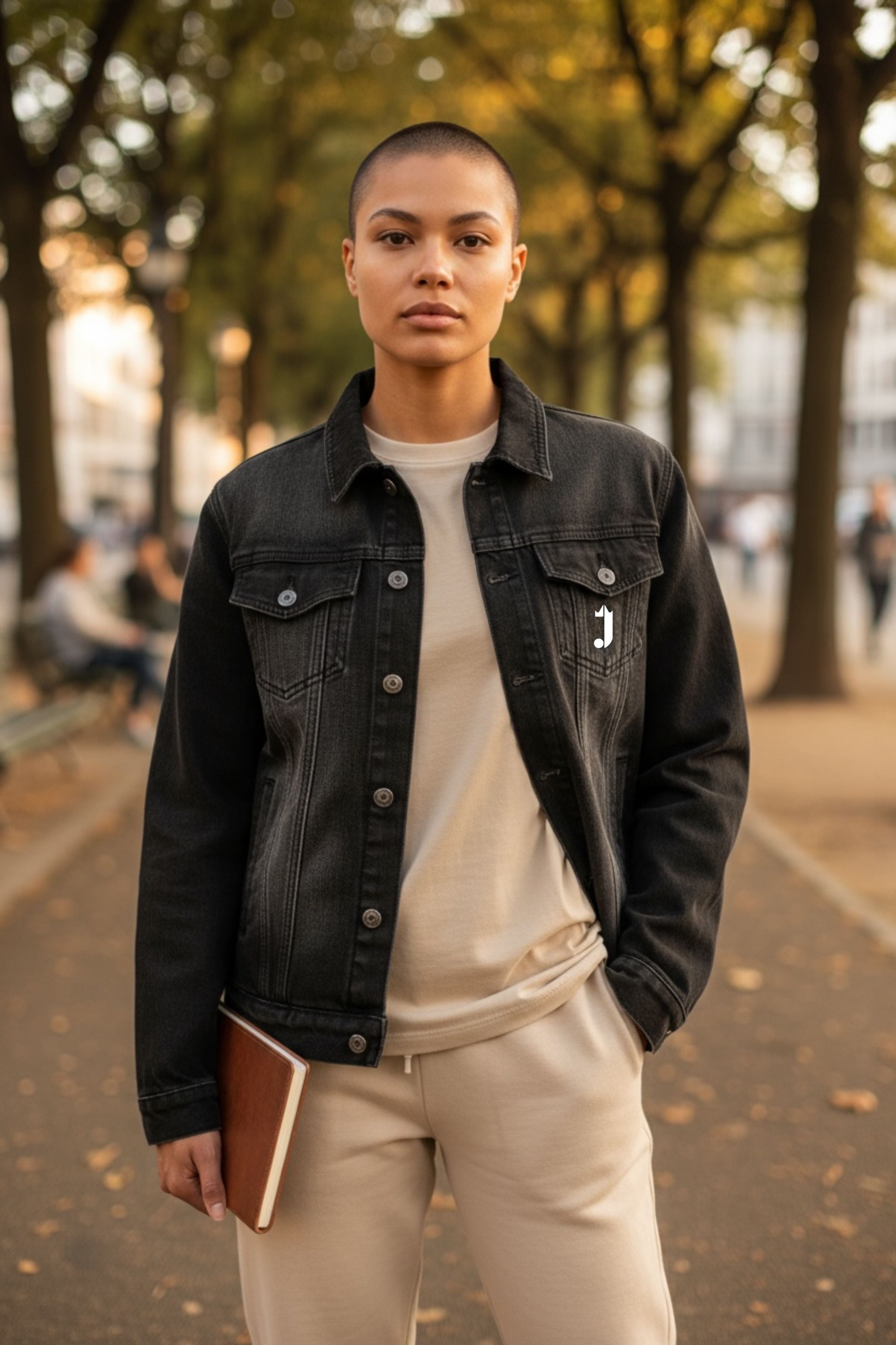 J King of R&B Jean Jacket with Fleece Lining  (Dark Blue, Beige Lining)